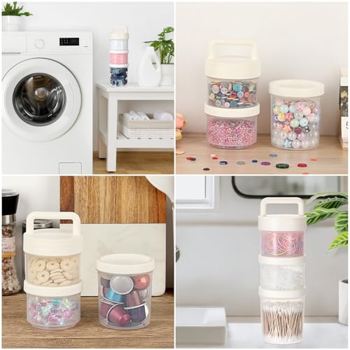 Portable Laundry Detergent Dispenser with Handle, Stackable Storage | For Apartments & Dorms, Small Plastic Laundry Pods Organizer, Scent Booster Tablets Powder Container, Multi-Purpose, 3 Tier
