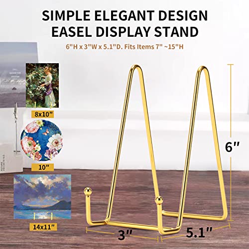6 Inch Plate Stands for Display, 5 Pack Plate Hold... (Gold | Metal)