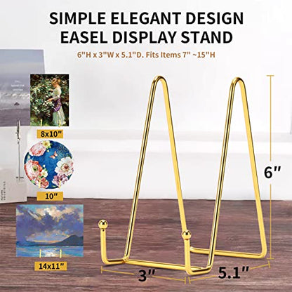 6 Inch Plate Stands for Display, 5 Pack Plate Hold... (Gold | Metal)