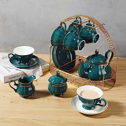 Coffee Mug Holder with Oval Drip Tray (Glod) | Mug Holders for Counter Coffee Rack Cup Holder Stand Dishes Organizer Steel Wire Rack Display Stand Service for Tea Cups
