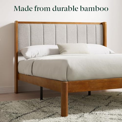 Zinus Jonas Bamboo Platform Bed Frame, Wingback Headboard, Queen
