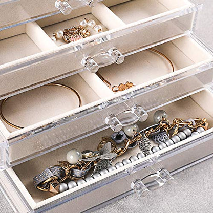 Extra Large Acrylic Jewelry Box for Women Girls 5... (Beige | Acrylic)