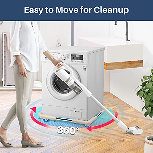 SPACECARE Mini Fridge Stand Mobile Roller, Adjustable18.5-27''- Off White | 4 Locking Wheels Suitable for Washing Machine, Dryer & Refrigerator, universal household appliance base, stable, durable