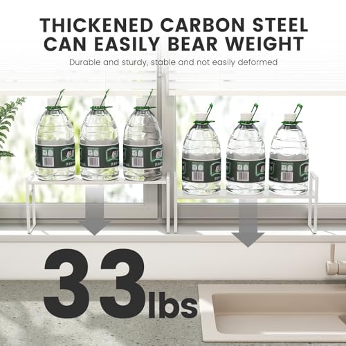 Extendable Narrow Tall Storage Shelf for Windowsill & Kitchen, White | Window Sill Plant Shelf, For Kitchen Bathroom, Stackable, Thin Shelves for Narrow Spaces, 13.8-23.6"L × 3.5"W × 7.2"H