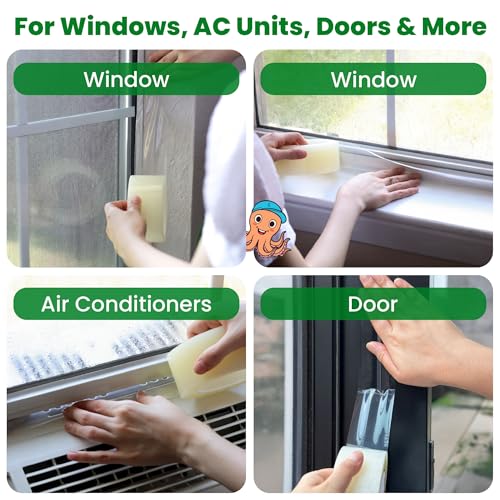 ECOHomes Window Weather Sealing Tape (2 Inch Wide x 180 Ft, Clear) | Weather Stripping Tape, To Stop Drafts Through Window Gaps and AC Units, Insulation Seal for Home and Air Conditioners