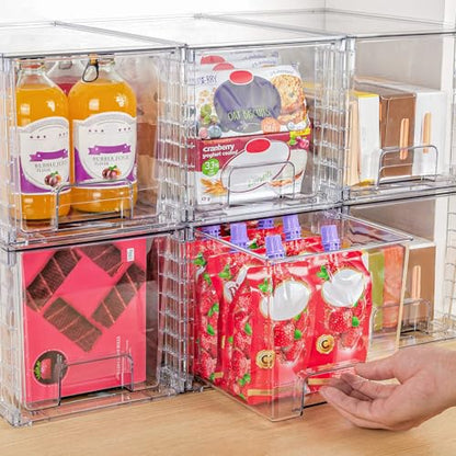 Vtopmart 4 Pack Large Stackable Storage Drawers, Clear | Easily Assemble Bathroom Closet Undersink Organizers and Storage Kitchen Cabinets,Pantry,Makeup,Medicine Organization