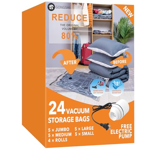 Vacuum Seal Bags for Clothing Travel & Home Storag... (24 Count | Clear | Plastic)