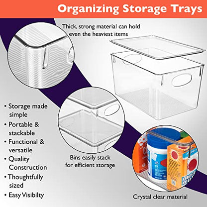 CLEARSPACE Plastic Storage Bins With lids – Perfect Kitchen Fridge Organizer, Pantry Organization, Cabinet Organizers (4 Pack)