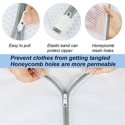 Vivifying Extra Large Mesh Laundry Bag, 2 Pack XXL Oversize Honeycomb Mesh Wash Bags for Washing Machine, Coats, Stuffed Toys, Blanket, Bedding, Sweater, Delicates Clothes (27 x 35 Inches)
