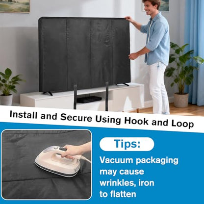 JZHLLA Waterproof Oxford TV Cover for Moving 0.25 Inch Thick Tear Resistance Screen Protector Cover Fits 60"-65" TV with Foam Filling and Bottom Strap for House Moving, Storing