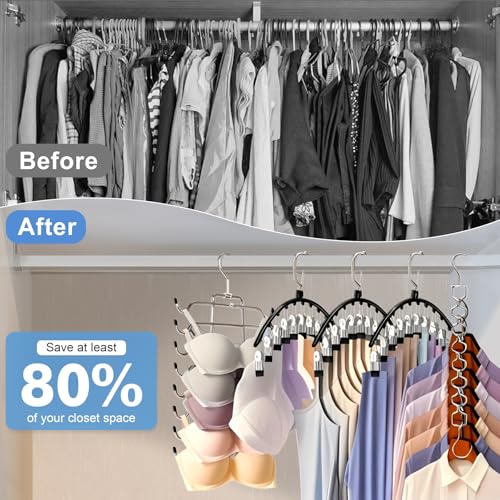 5Pcs Legging Organizer for Closet Tank Top Pant Hanger Space Saving | 3 Leggings Hangers with 30 Clips for Pants 1 Tank Top Hanger 1 Metal Magic Space Saving Hangers Closet Organizers and Storage