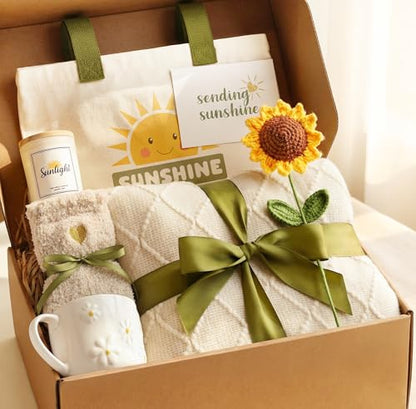 Sunshine Gift Baskets for Women Friend Get Well Care Package Birthday Gifts | Sunshine Box Sunflower Gifts for Best Friends, Get Well Soon Basket Thinking of You Self Care Birthday Gift Boxes for Her Mom