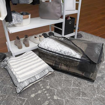 Hefty Storage Bags Extra Large Double Zipper Backpack, Heavy Duty Water Resistant Moving Totes with Shoulder Straps, Foldable Reusable Packing Organizers, 2 Pack (X-Large Black)