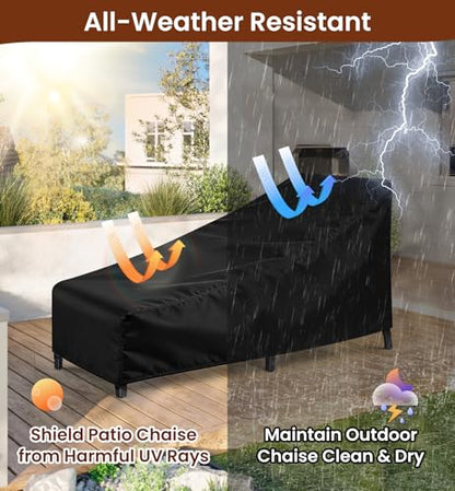 Chaise Lounge Cover 2 Pack Heavy Duty Patio Furniture Covers with Storage Bag, Buckles & Drawstring Outdoor Lounge Chair Covers Waterproof & UV Resistant All-Season Protection 82 x 29 x 31 Inch Black