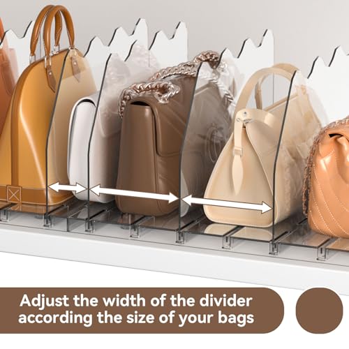 SOYO Adjustable Shelf Dividers for Closet, Purse Organizers for Bag, Clear | Acrylic Handbag Storage Pocketbook Organizer, Bookshelf Separators for Bedroom Armoire Wardrobe Office Cabinet