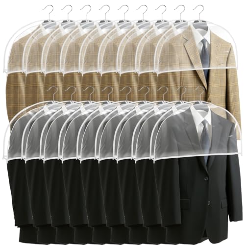 18 Pack Clear Shoulder Covers with 2" Gusset, 24" Wide x 12" High, Vinyl Dust Protectors for Hanging Clothes, Suits, Coats, Dresses, Closet Organizer