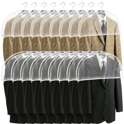 18 Pack Clear Shoulder Covers with 2" Gusset, 24" Wide x 12" High, Vinyl Dust Protectors for Hanging Clothes, Suits, Coats, Dresses, Closet Organizer