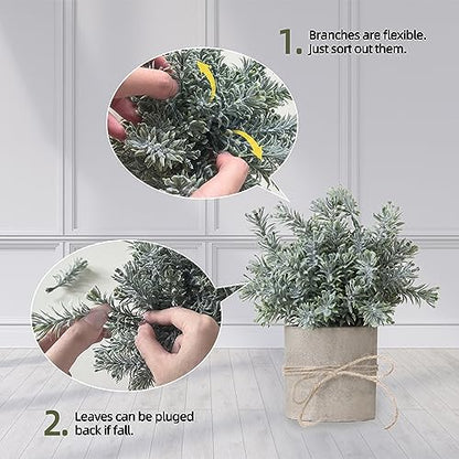 4 Pack Small Fake Plants in White Pulp Pot for Home Decor | Artificial Plants Indoor, for Bathroom Bedroom Kitchen Office Farmhouse Room Shelf Decor, Easy to Clean, Lifelike Appearance