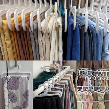 100Pcs Tea Towel Hangers for Retail Display, 7.7" L Plastic Hanger, Multifunctional Storage Racks for Storing Hanging Sock Legging Wardrobe Ties Scarf Clothes Shawls Rings Belts Scarves Hijab, White