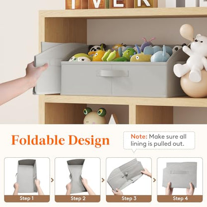 Lifewit Extra Large Trapezoid Closet Storage Bins for Shelf, 6 Packs Non-woven Closet Organizer Baskets with Handles, Foldable Clothes Containers Boxes for Clothing, Book, Purse, 23L, Light Gray