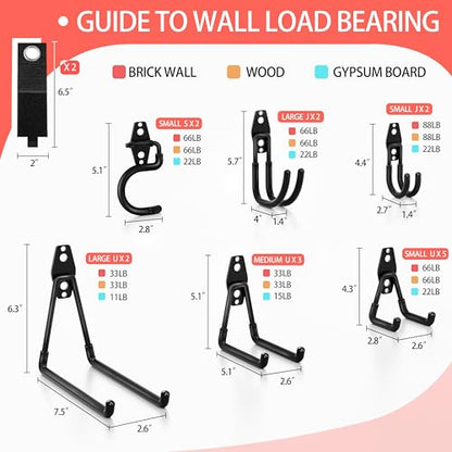 18 Pack Garage Hooks Heavy Duty - Anti-Slip Coating | Garage Storage Hooks for Hanging Bike，Ladder，Garden Tools，Hose