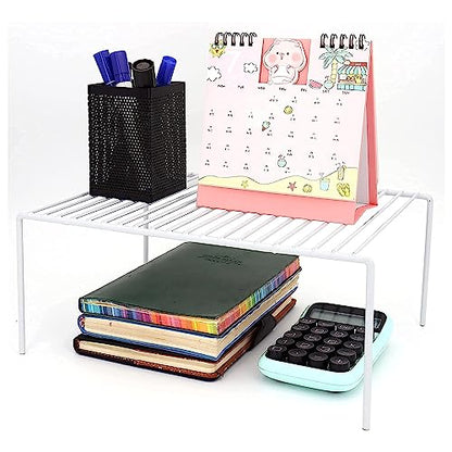 4 Pack(10.6 x 5.1 Inch) Cabinet Storage Shelf Rack... (4 Count | White | Metal)