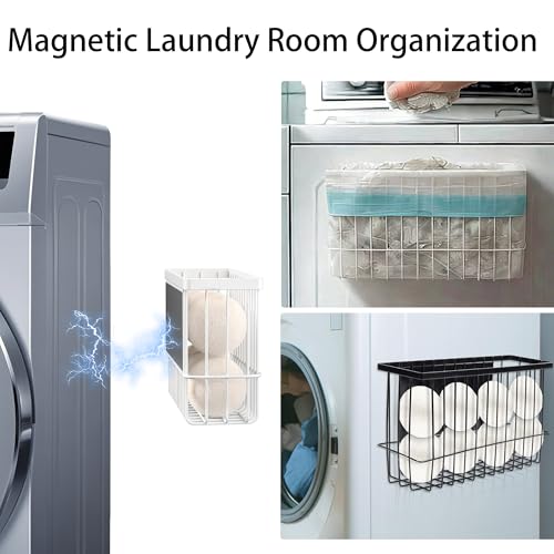 Magnetic Shelf Fridge Basket Bin for Whiteboard Washer Dryer Locker Cabinet | No Drilling Or Tools Needed, Reusable Magnet Organizer Classroom Office Home Kitchen Laundry Storage Rack Container Holder