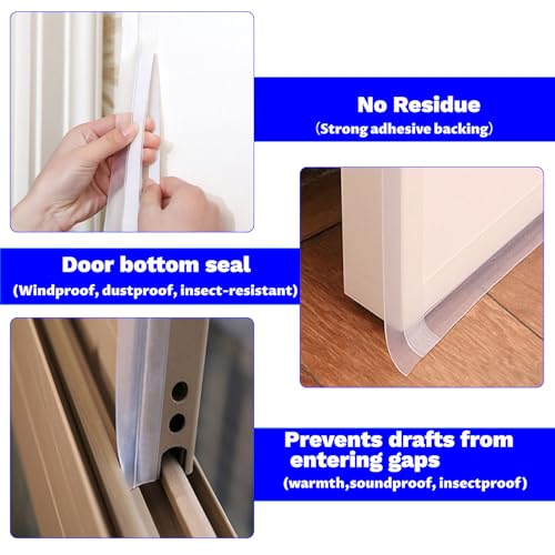 Weather Stripping Door Seal Strip 33 Feet Strip Bottom Draft Insulation Stopper Weatherproof Soundproof for Door Frame or Window Sealer Bathroom Shower Glass Gaps
