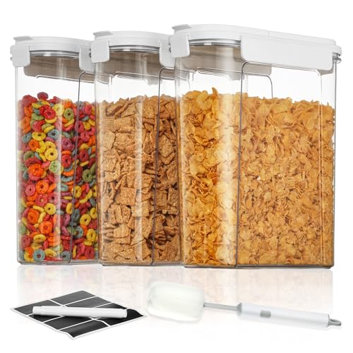 Cereal Containers Set, 3 PCS, 135.2oz/4L (Transparent)