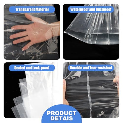 Large Clear Plastic Storage Bags, 40" x 60" Food-Grade Clear Plastic Flat Open Poly Bags for Blanket, Duvets, Pillows, Plush Toys, Comforter and Basement Storage (2 Mil/5 Count)