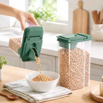 Tribello Food Storage Dispenser with Pour Spout Lid – Pantry Bin – Clear Slim Food Storage Container for Rice, Sugar, Cereal – BPA Free - Kitchen Organization (Large 3.8 Quarts - 2 Pack)
