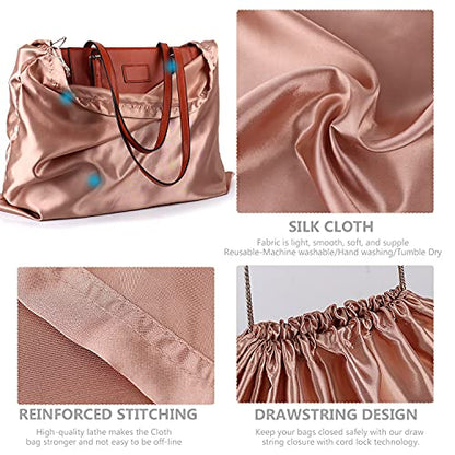 PlasMaller Dust Cover Storage Bags Silk Cloth with Drawstring Pouch For Handbags Purses Pocketbooks Shoes Boots Set of 6, Pink (23.6 x 19.6 in)