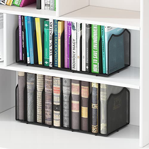 Simple Trending 5-Section Vertical File Organizer, Black | Metal Mesh Desktop Organizer, Multifunctional Use, Save Space, File Sorter for Office Home Classroom, 8.26"D x 9.25"Wx 7.28"H