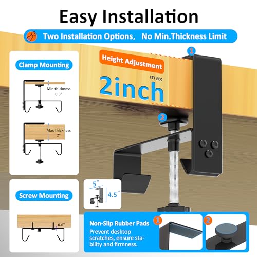 Under Desk Cable Management Tray - Under Desk Cord Management - Clamp/Screw Mount - Fabric Wire Management - Cable Raceways Tray Cord Hiders for Office/Home (Black, 35.8"×5.6")