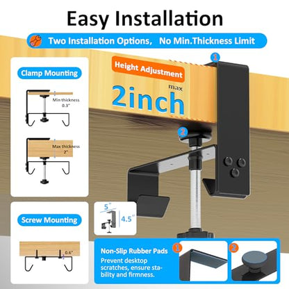 Under Desk Cable Management Tray - Under Desk Cord Management - Clamp/Screw Mount - Fabric Wire Management - Cable Raceways Tray Cord Hiders for Office/Home (Black, 35.8"×5.6")