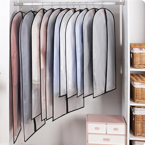 Clear 60" Extra-Long Hanging Garment Bags for Dresses & Gowns | Sturdy zippers with stoppers prevent runaway sliders. Breathable & washable PEVA covers prevent dust, wrinkles & floor drag