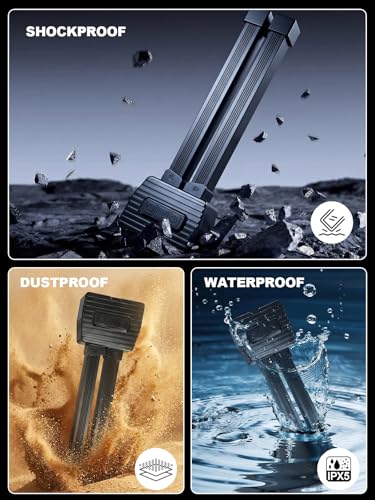 Gym Lamp, Portable Gym Lighting for Posing, Magnetic Work Light Rechargeable, 180°Rotate Foldable Camping Lamps with Hang Hook, Hiking Handheld LED Flashlight - Black