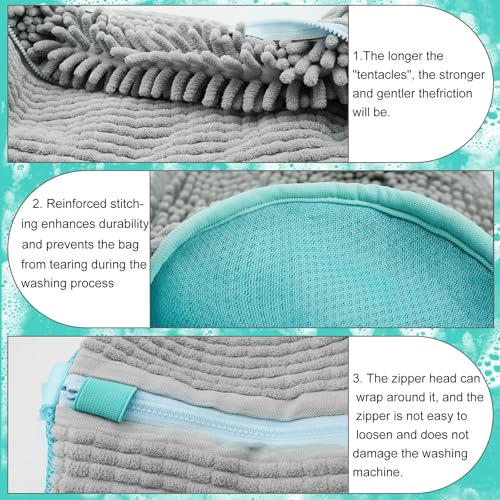 Shoe Washing Machine Bag, Laundry Shoe Bag for Washer and Dryer, Reusable Zipper Plush Sneaker Washing Machine Bag for Shoes, Gym,Tennis Shoes, Sports Delicate Gray 2pc