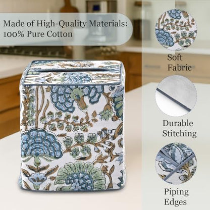 Asparagus Green Block Print Tissue Box Cover Handmade Cotton Fabric Decorative Square Napkin Holder for Home Bedroom Living Room Bathroom Vanity Countertop Car Night Stands Office Kitchen