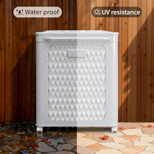 VECELO Deck Box, Outdoor Storage Box with Wheels and Lid, Waterproof Storage Bin for Package Delivery for Patio Furniture, Garden Tools, Pool Supplies, Foldable, White, 19.3" x 13.8" x 25.0"