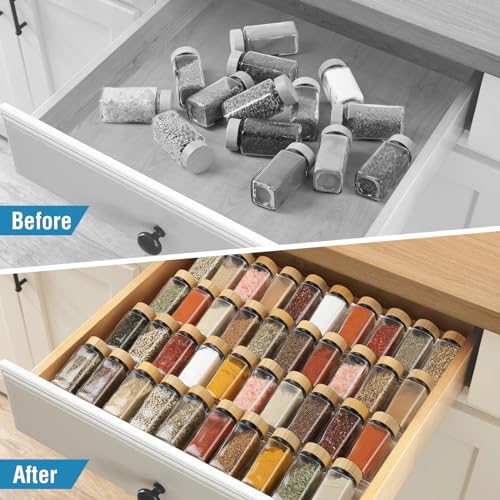Spice Drawer Organizer 4 Tier, Acrylic Seasoning O... (Clear 8 Pack | Acrylic)