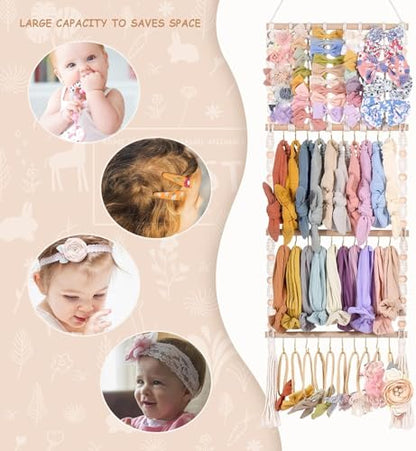 Headband Holder Bows Organizer For Girls Baby Hair Accessories Organizer | Bow Holder for Girls Hair Bows Organizer Wall Hanging Storage Baby Girl Nursery Decor Toddler Hair Accessories Organizer