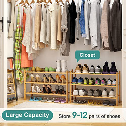 viewcare 3-Tier Free Standing Shoe Racks, Bamboo Wood Shoe Rack for Entryway & Closet, Beautiful | Natural | Functional | Sturdy Shoe Rack