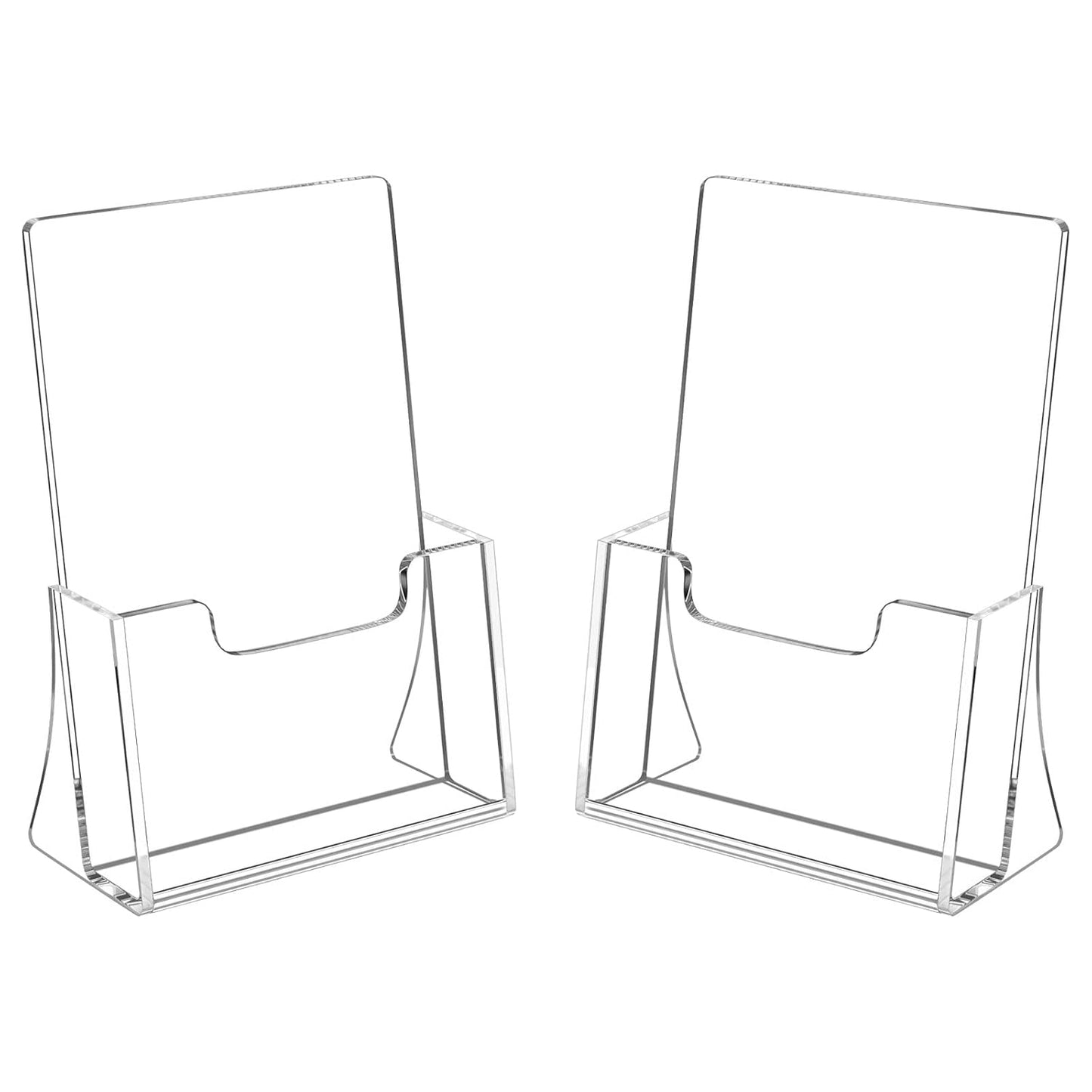 Brochure Holder 8.5 x 5.5 inches, Acrylic Flyer Holder with 2 Pack, Plastic Stands for Displaying Magazines, Pamphlets, Literature, Brochures, Booklets, Menu