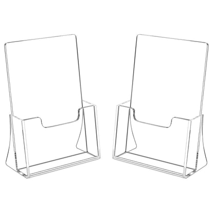 Brochure Holder 8.5 x 5.5 inches, Acrylic Flyer Holder with 2 Pack, Plastic Stands for Displaying Magazines, Pamphlets, Literature, Brochures, Booklets, Menu