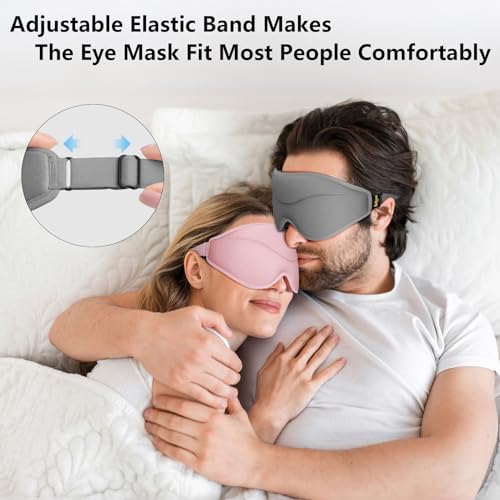 Sleep Mask, New Version, Premium Eye Mask for Sleeping, Total Blackout, Superior Soft Comfort, Upgraded 3D Ergonomic Designed Sleeping Mask for Home, Office, Travel, Meditation, Yoga, Gray