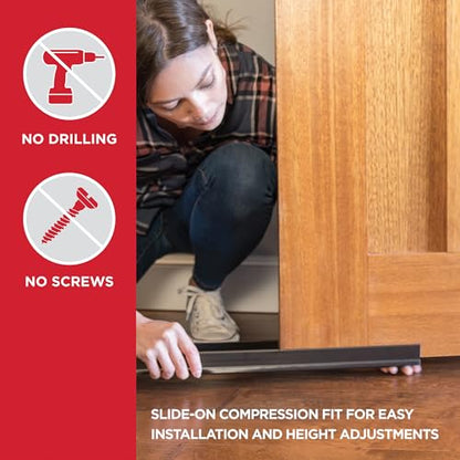 M-D Building Cinch® Slide-On U-Shaped Vinyl UDS, Brown, 36in 2pk | Rigid and Flexible Vinyl, Blocks Drafts Moisture Dust Insects, Compression Fit, No Hardware Required, Cut-to-Length