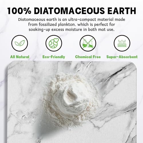 2 Pack Stone Bath Mat - Diatomaceous Earth Bath Mat Fast-Drying Stone Drying Mat Super Absorbent Diatomite Mats for Bathroom, Dish Drying, Bathtub (White Marble