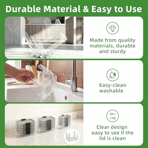 3PCS Food Container Lid Organizer Fit for Rubbermaid Brilliance Nap-on Lids | Clear Acrylic Stackable Lid Holder Rack, Holds 24 Lids, Fits 0.5, 1.3, 3.2 & 4.7 Cup Lids, Stackable Kitchen Storage