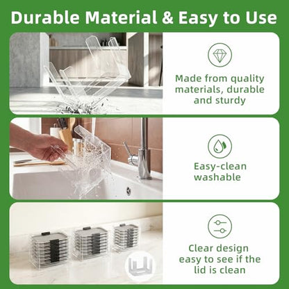 3PCS Food Container Lid Organizer Fit for Rubbermaid Brilliance Nap-on Lids | Clear Acrylic Stackable Lid Holder Rack, Holds 24 Lids, Fits 0.5, 1.3, 3.2 & 4.7 Cup Lids, Stackable Kitchen Storage